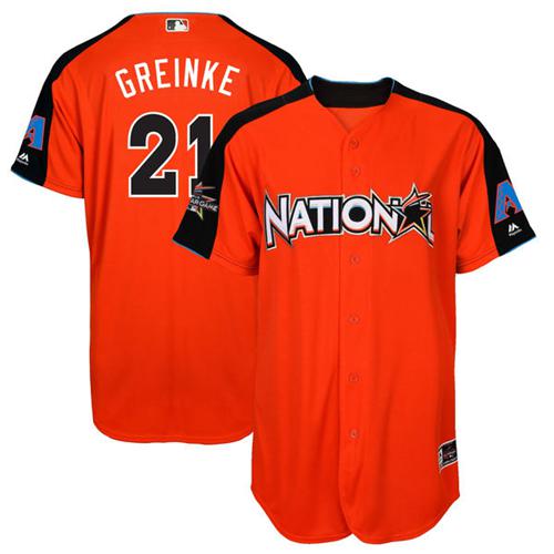 Diamondbacks #21 Zack Greinke Orange All-Star National League Stitched MLB Jersey - Click Image to Close